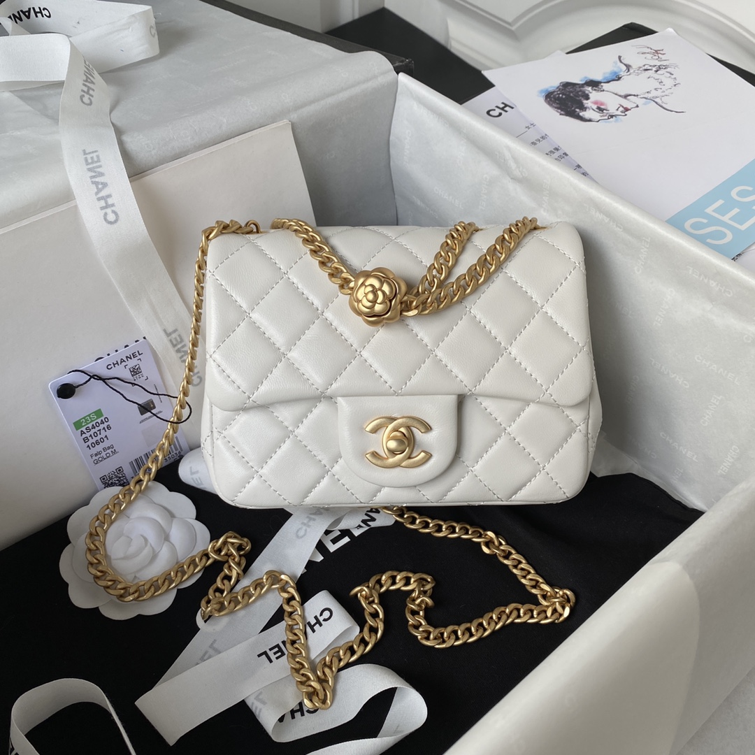 TOP CHANEL  Camellia Adjustment Buckle Series  Flab Bags 13X18X7cm/14.5X23.5X7cm - 5 Colors - GHW
