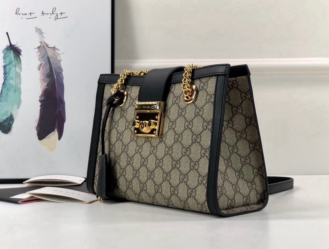 TOP GUCCI G*G Padlock Chain Medium Tote Bag 26x18x10cm  - 2 Colour
