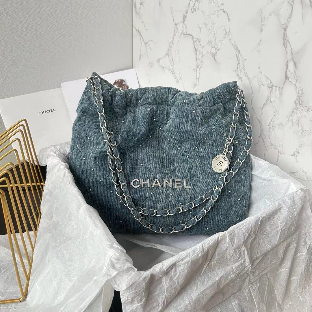 TOP CHANEL Rivet denim 22 Bags 19x20x6cm/35x37x7cm/39x42x8cm - Denim