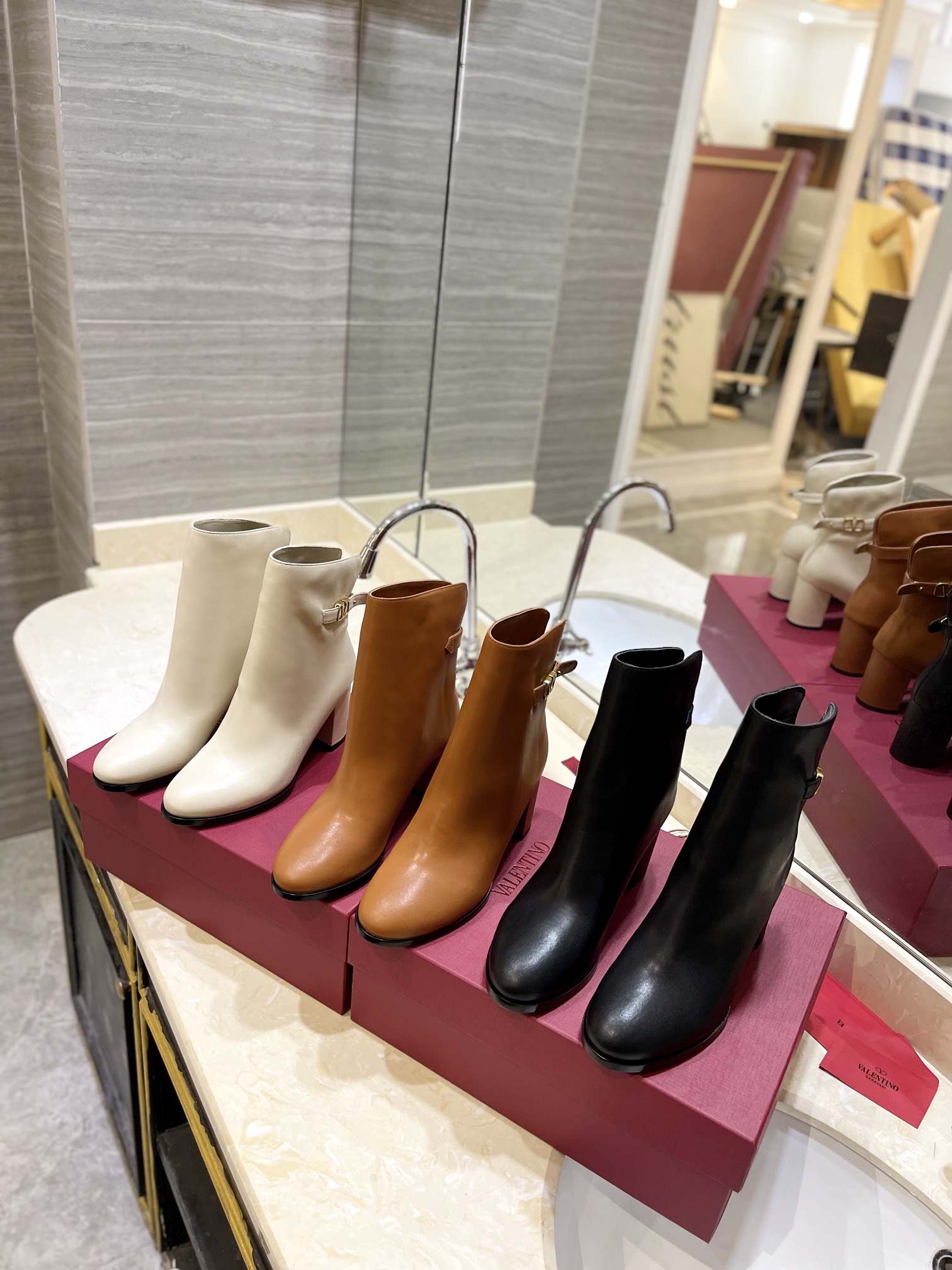 TOP VALENTINO 8cm High Heel Short Boots  - 3 Color