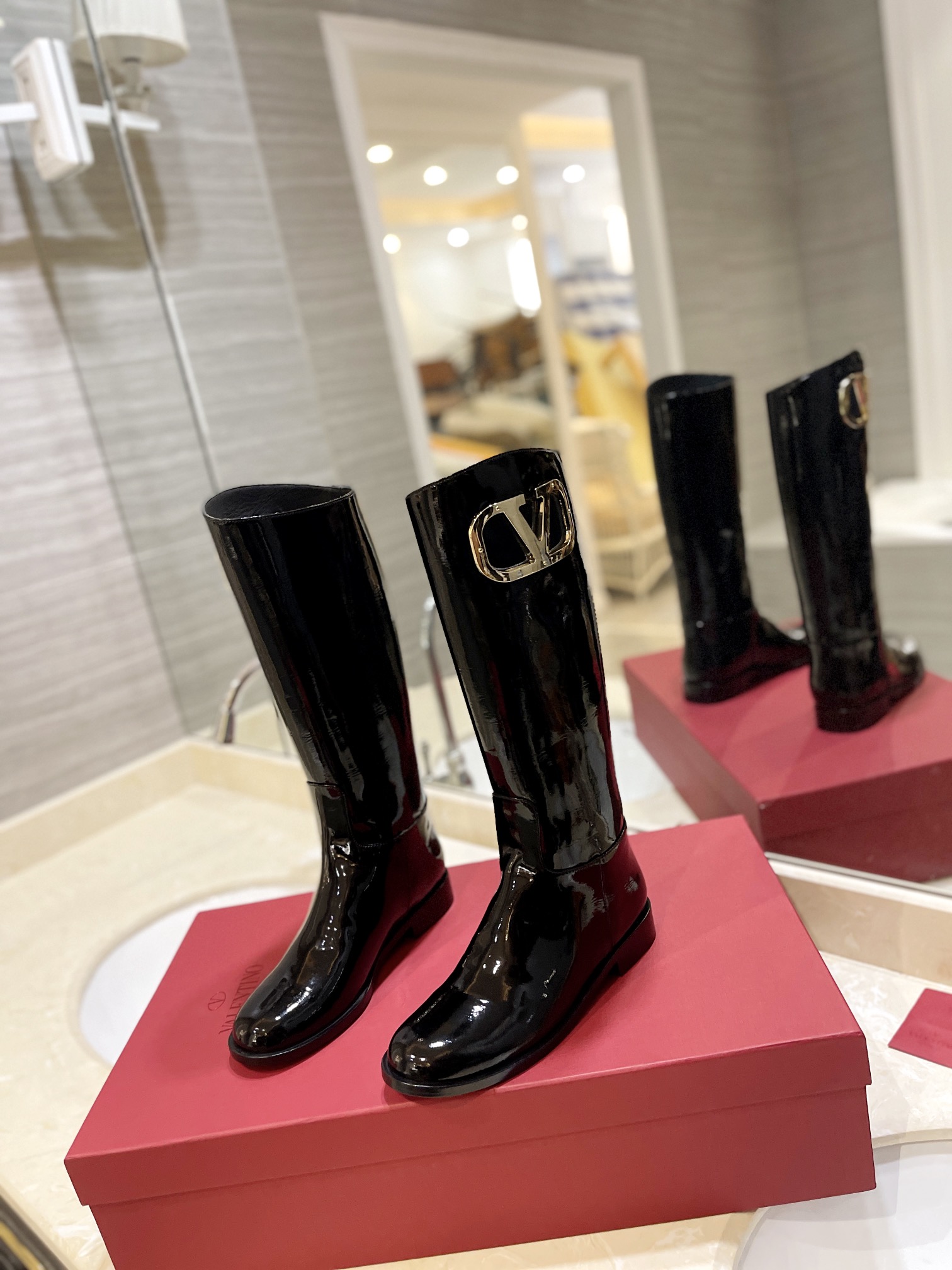 TOP VALENTINO Mirror Cowhide Soft Paint Boots - 2cm - Two Colors