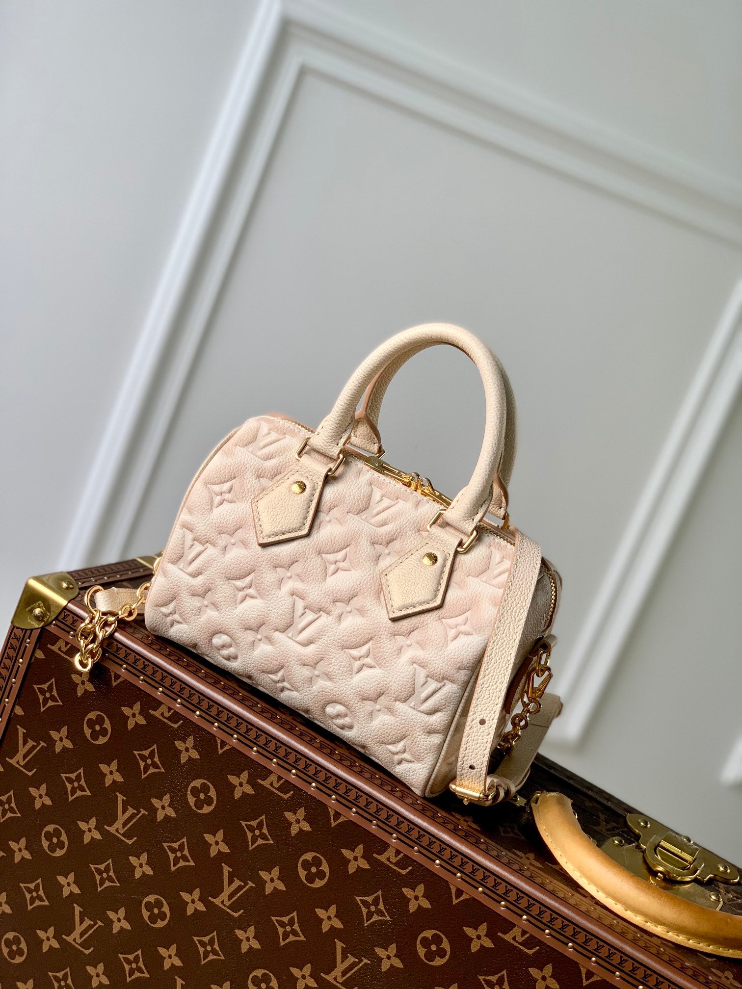 TOP Louis Vuitton LV  Speedy 20 Empreinte Stardust 20x13.5x12cm - Beige Clair