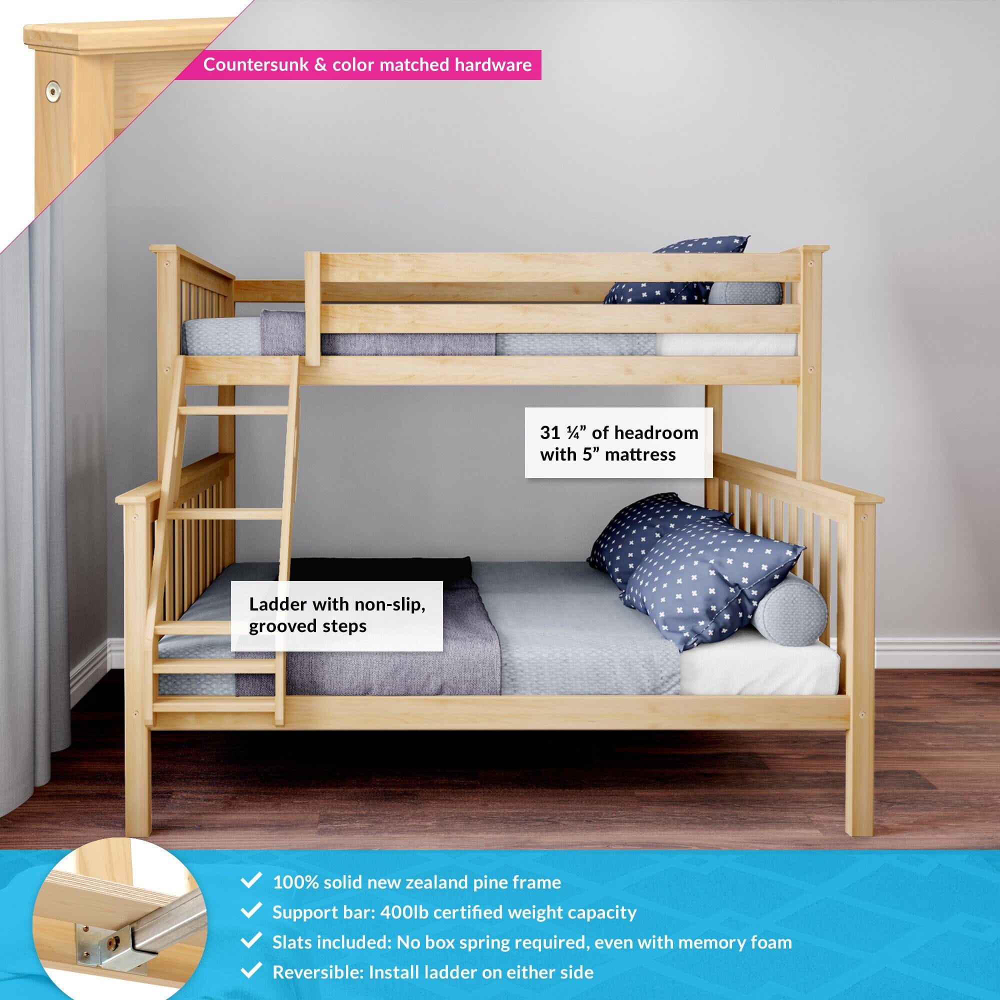 🎄Store Closing Sale💖Kid's Twin Over Full-Size Bunk Bed