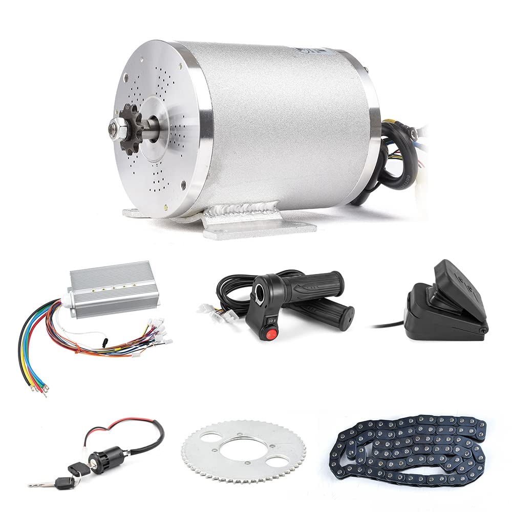 72V 3000W Brushless Motor Kit with 24 Mosfet 50A Controller and Throttle for Electric Scooter E bike Engine Motorcycle DIY Part Conversion Kit (6 part in 1 and motor with foot)