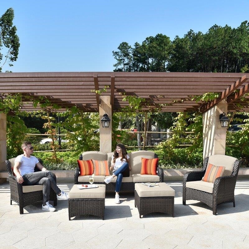 Melanson Wicker/Rattan 5 - Person Seating Group with Cushions