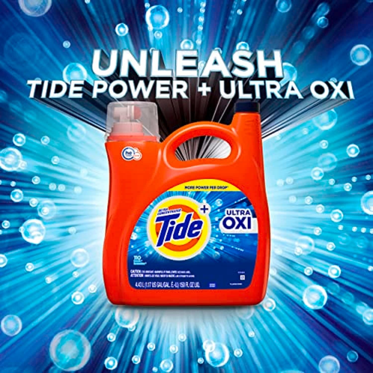 Tide Ultra Oxi Liquid Laundry Detergent, 59 Loads, 84 fl oz, HE Compatible
