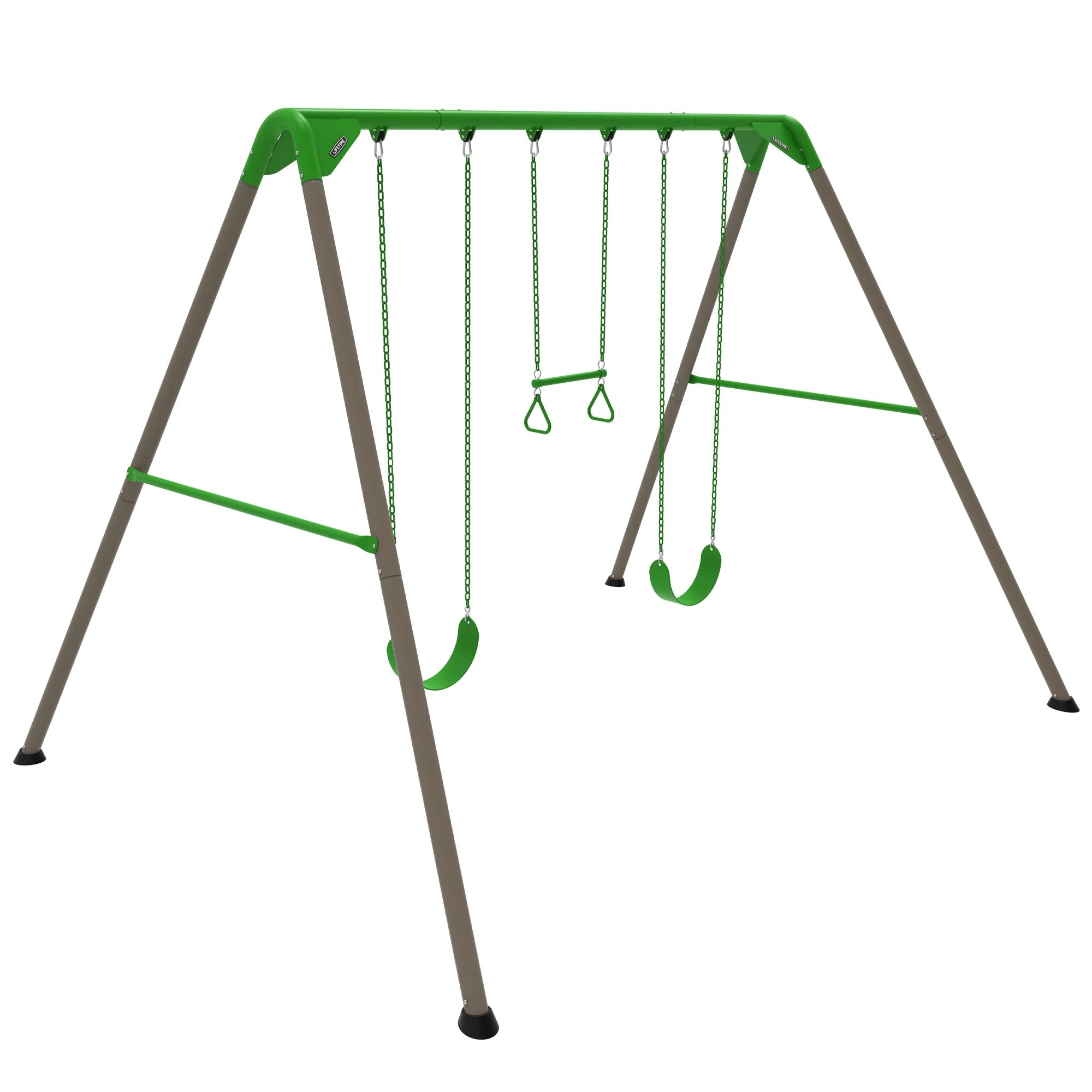 Lifetime Kid's Metal Swing Set with 2 Belt Swings and Trapeze Bar - 9 feet (91206)