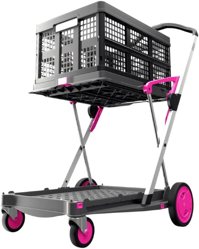 Multi use Functional Collapsible carts | Mobile Folding Trolley | Shopping cart with Storage Crate (Black)