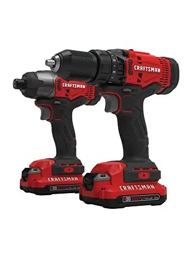 CRAFTSMAN V20 MAX Cordless Drill and Impact Driver, Power Tool Combo Kit with 2 Batteries and Charger (CMCK200C2AM)