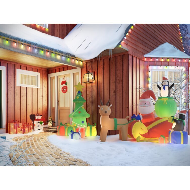 Christmas Santa with Reindeer Inflatable