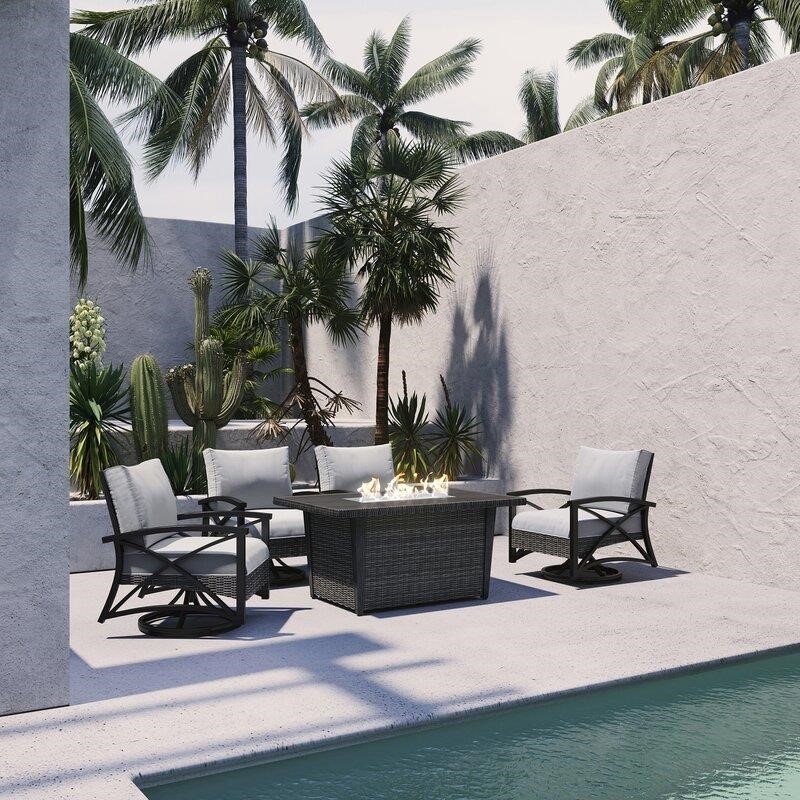 Metal 4 - Person Seating Group with Cushions