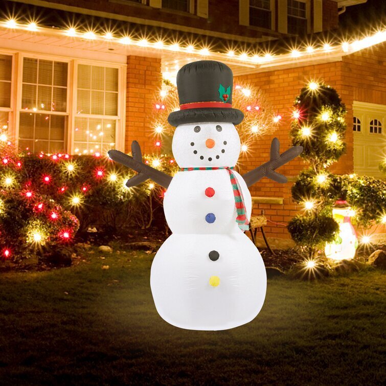 Inflatable 8ft Outdoor Snowman Christmas Yard Decoration, with Flashing Disco Lights