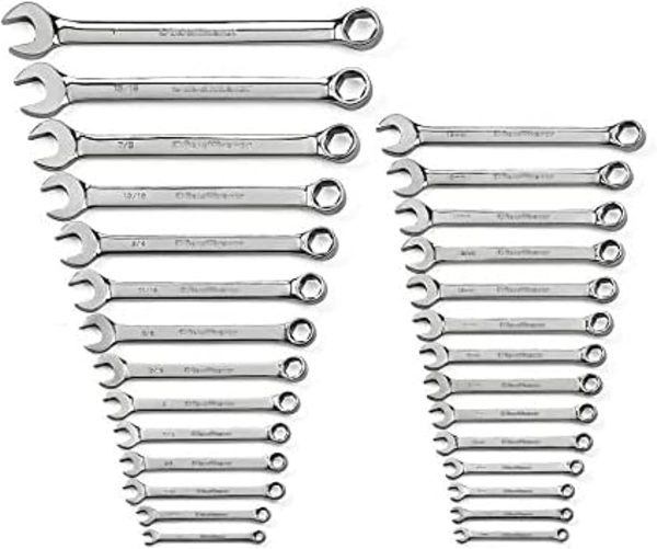 28 Pc. 6 Pt. Combination Wrench Set, SAE/Metric   81923, Chrome