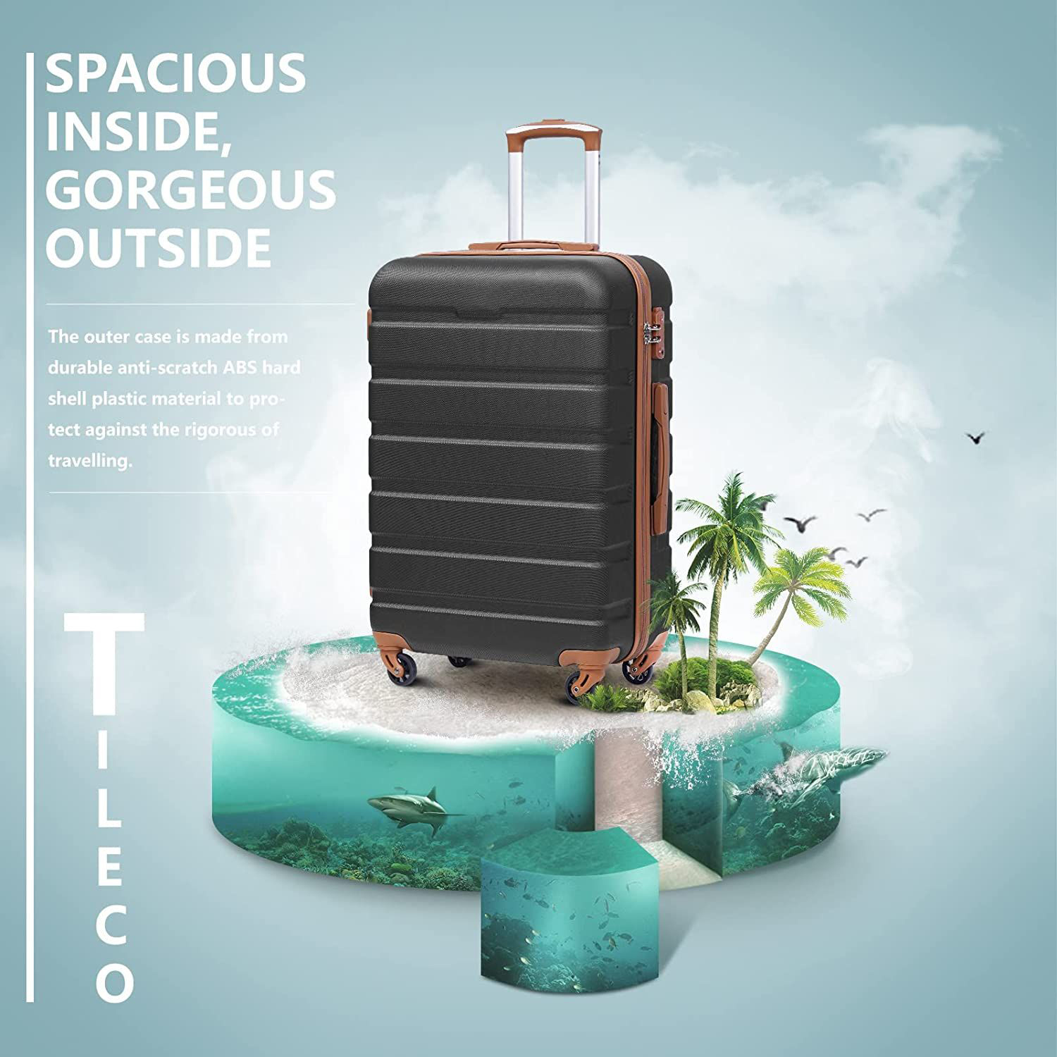 🔥Luggage 3 Piece Set🔥Apricot Black