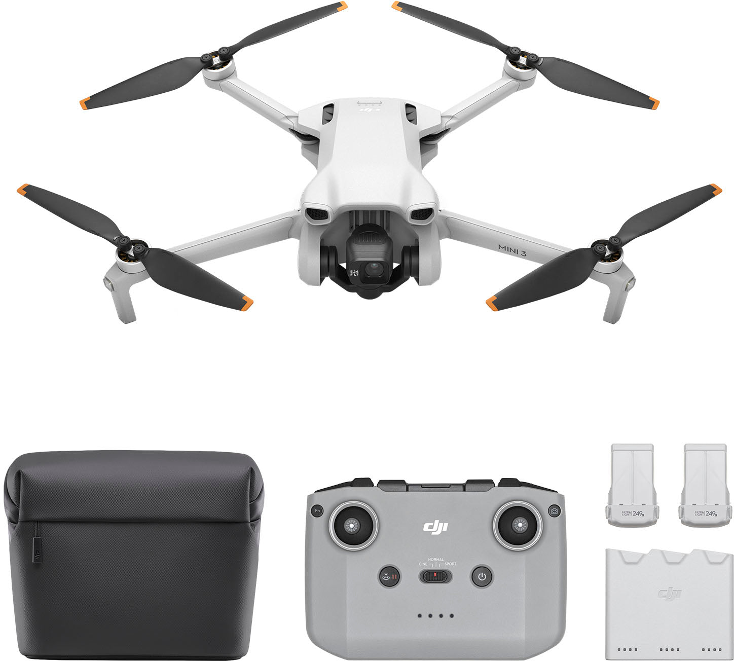 Mini 3 Fly More Combo Drone with Remote Control - Gray