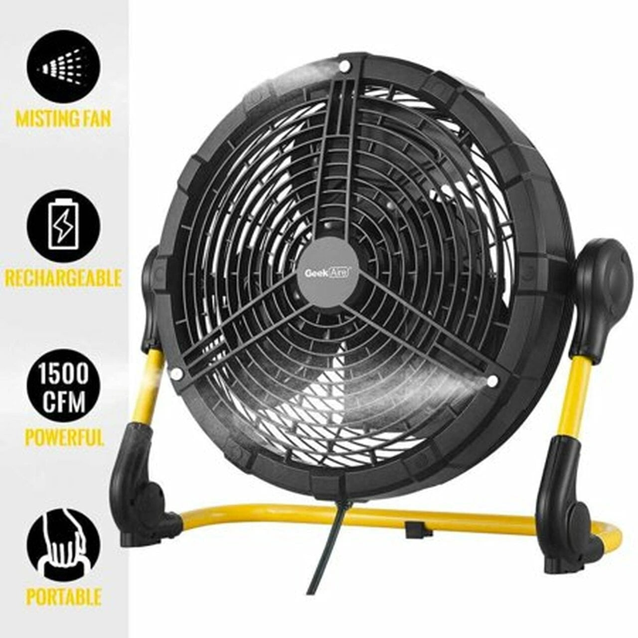 Geek Aire CF100M Cordless 12 inch Outdoor High-Velocity Floor Fan �C Misting Feature