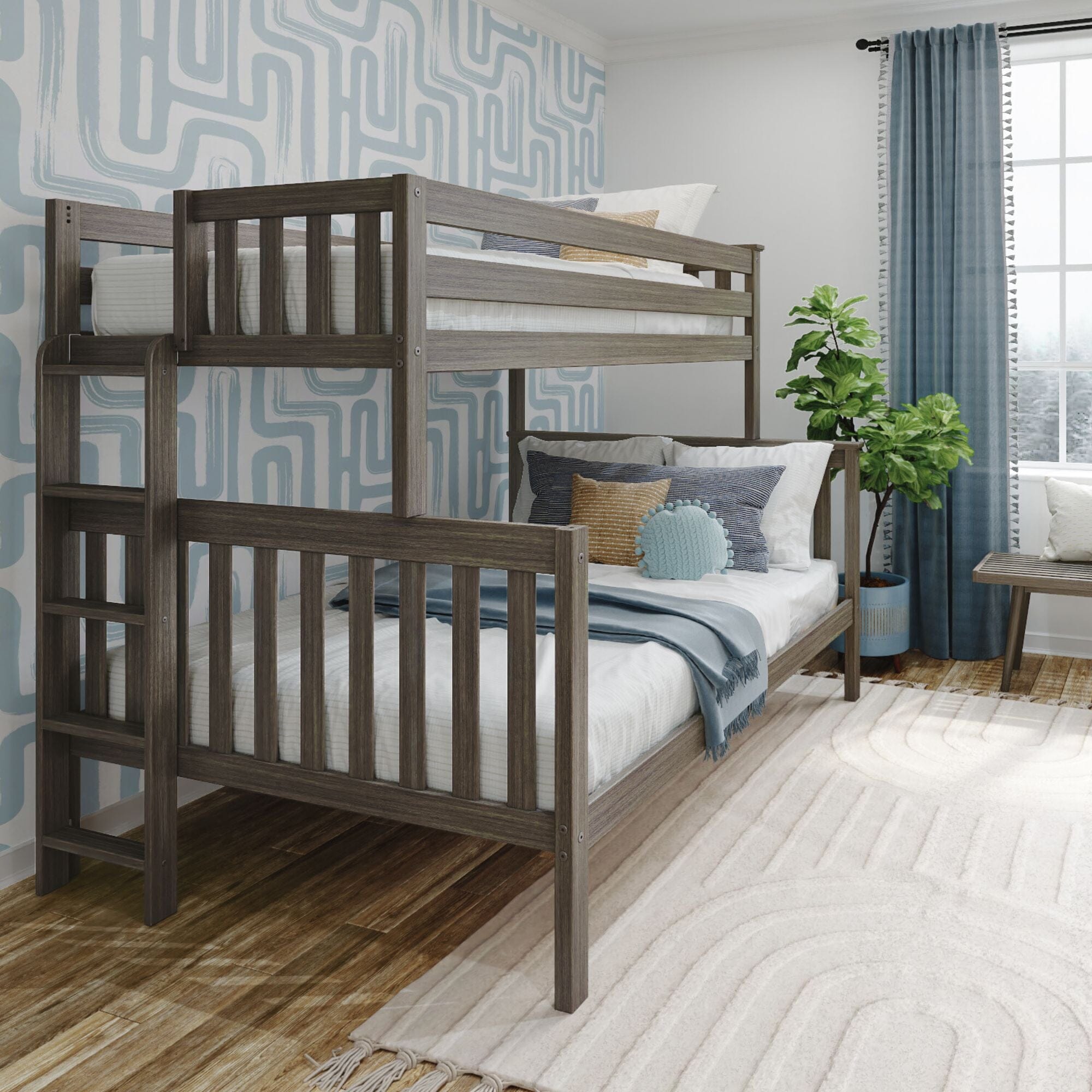 🎄Store Closing Sale💖Twin over Full Bunk Bed with Ladder on End