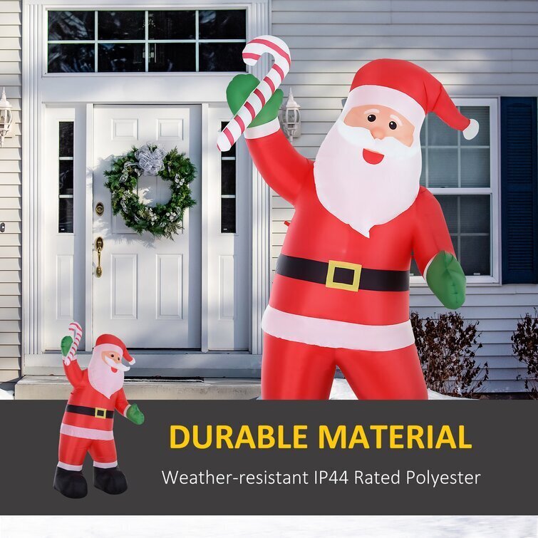 Smiling Santa with Candy Cane Inflatable