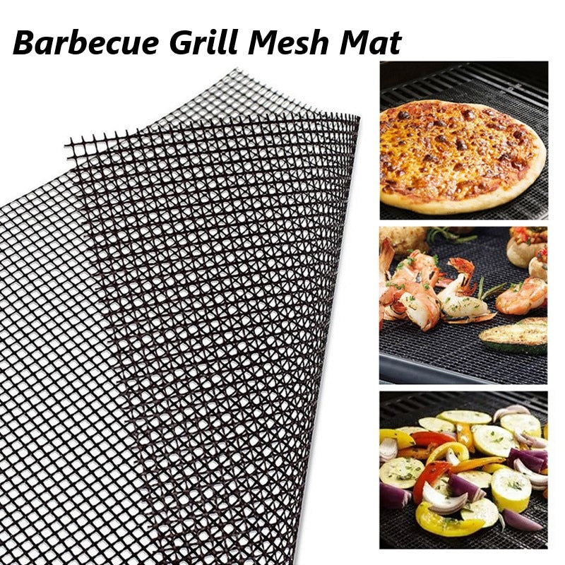 Hot Non-stick Barbecue Mesh Mat Reusable Heat Resistance BBQ Baking Net Pad Kitchen Cooking Smoker BBQ Mat Liner Accessorie