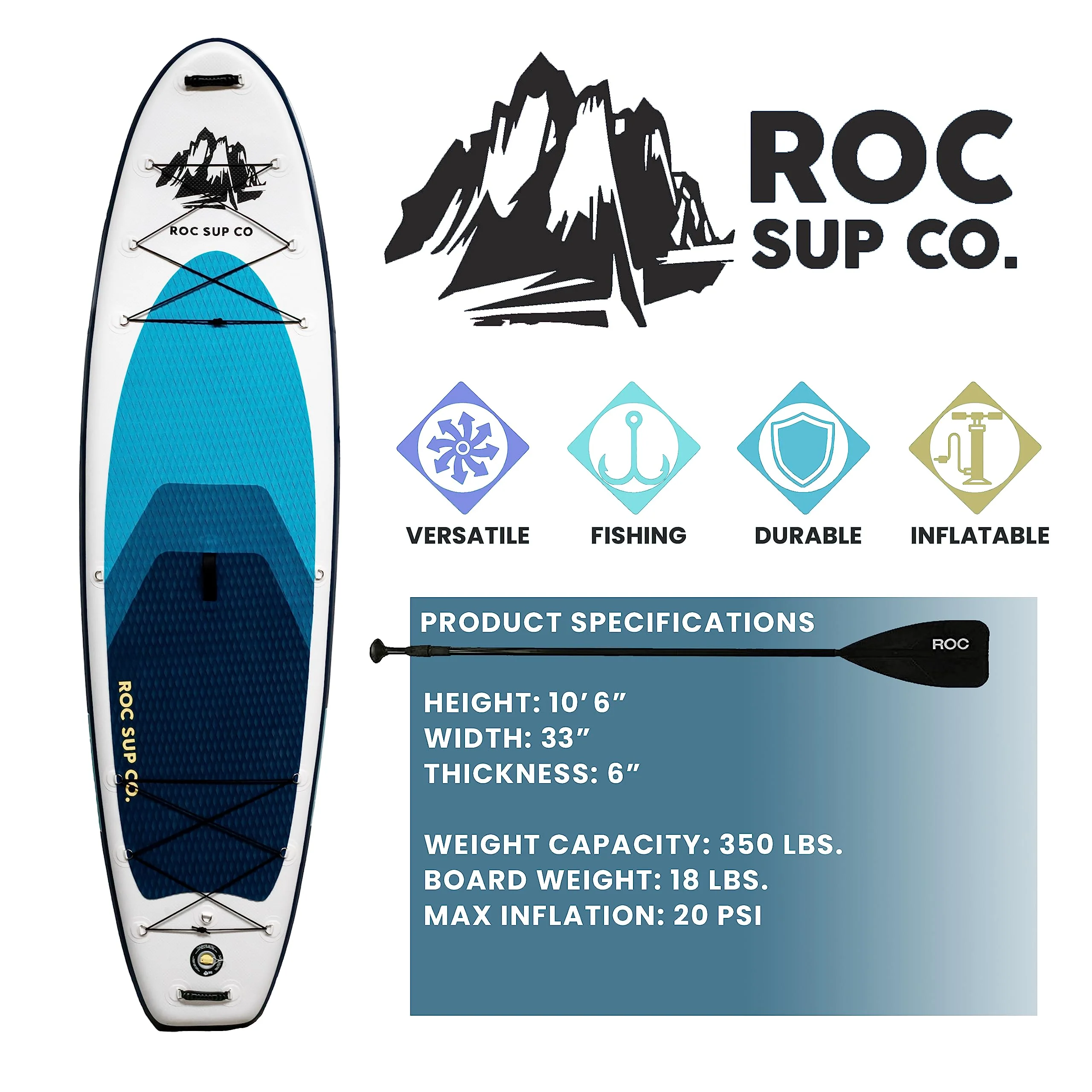 Roc Inflatable Stand Up Paddle Boards 10 ft 6 in