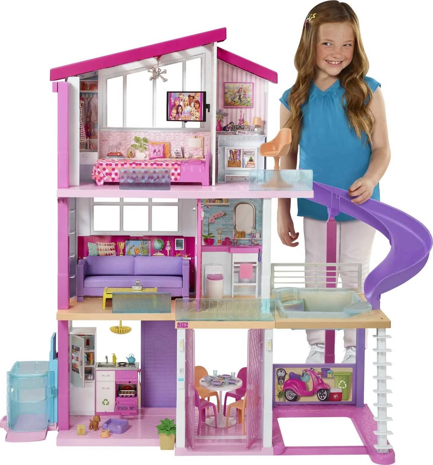 Barbie DreamHouse Dollhouse with 70+ Accessories, Working Elevator, Lights & Sounds