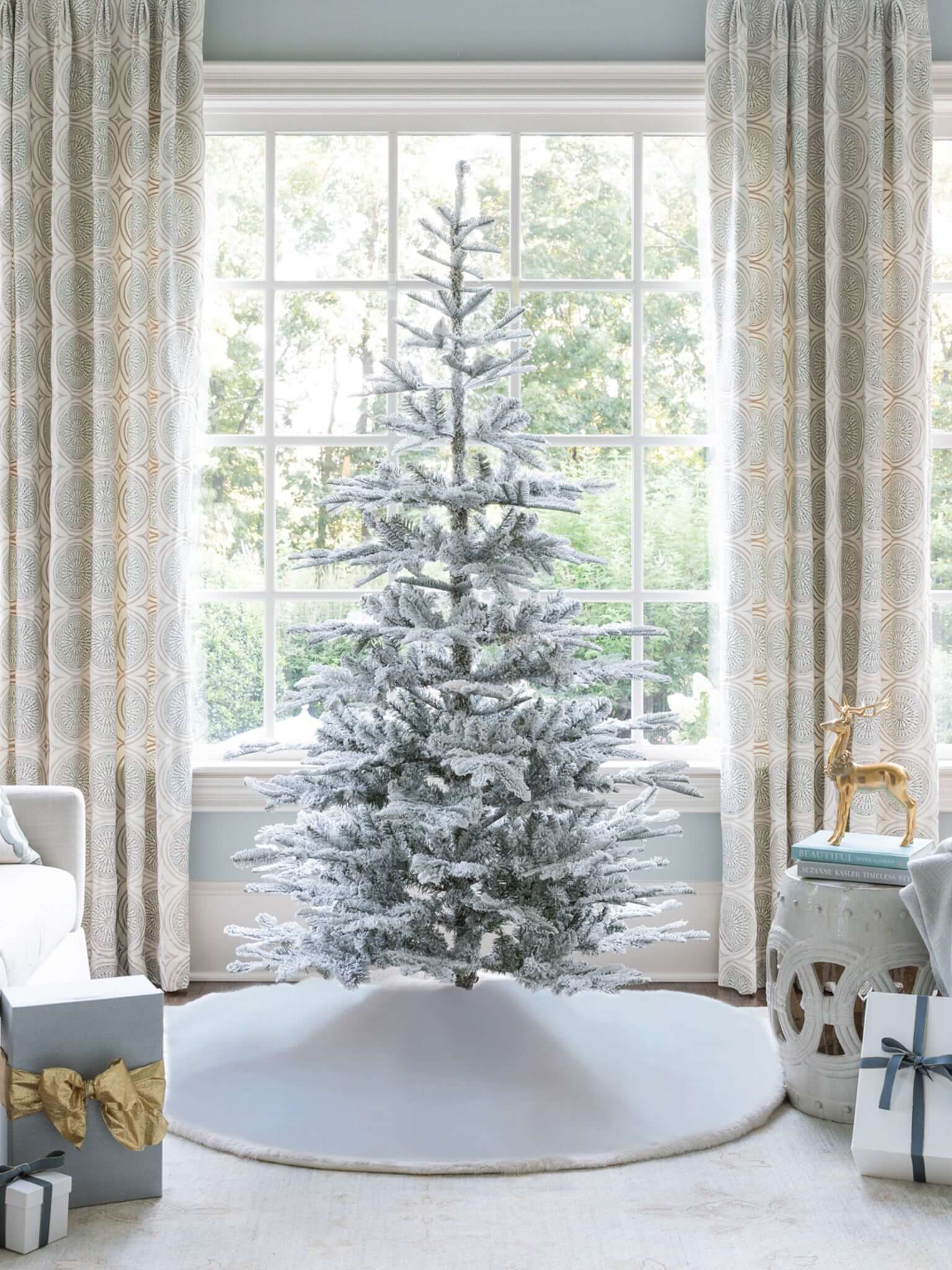 9' King Noble Flock Artificial Christmas Tree Unlit