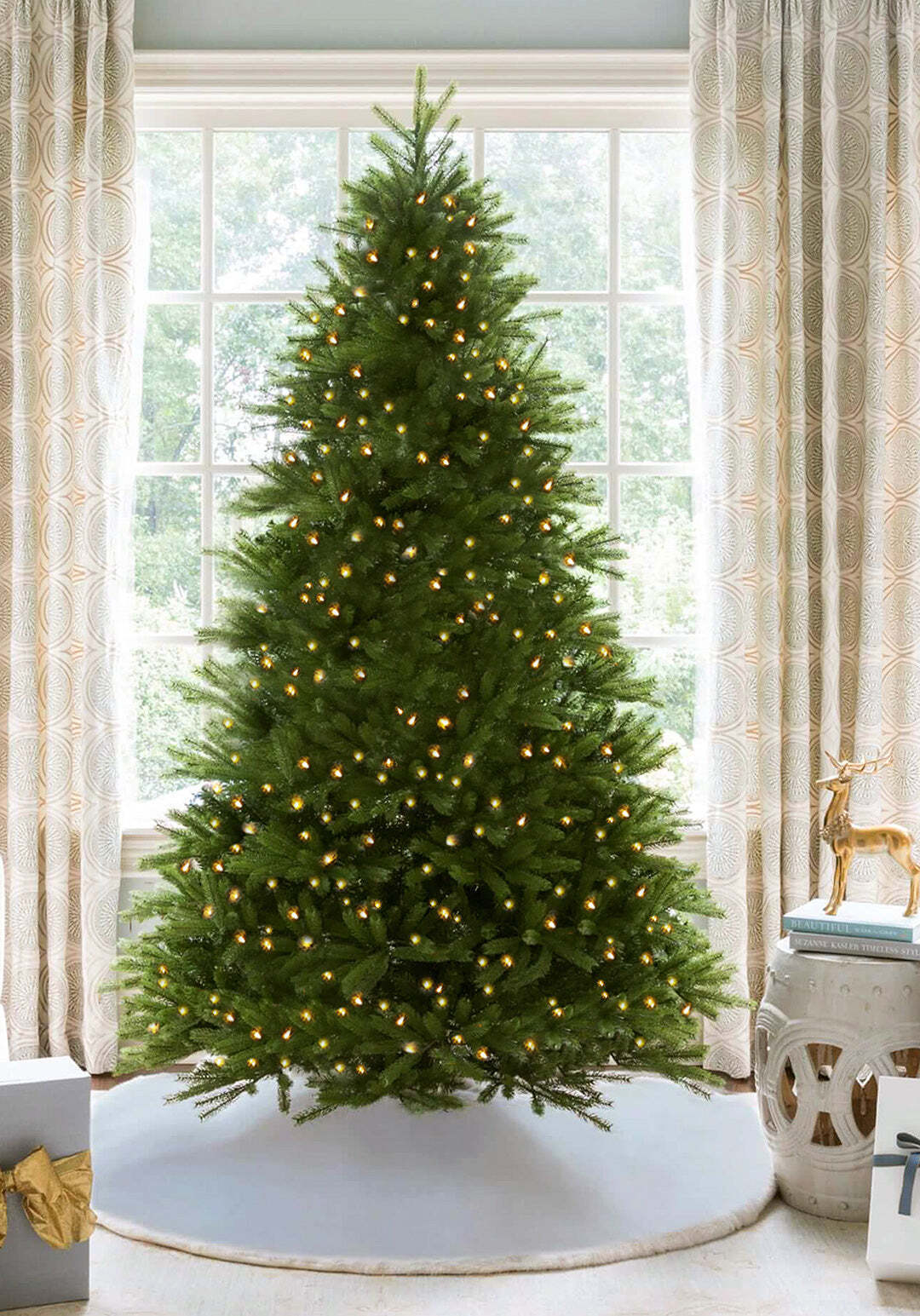 12' King Fraser Fir Quick-Shape Artificial Christmas Tree with 2300 Warm White & Multi-Color LED Lights
