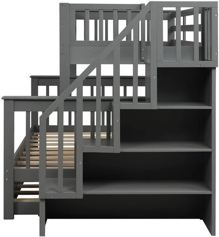 🎄Store Closing Sale💖twin-over-full-bunk-bed-with-and-guard-rail