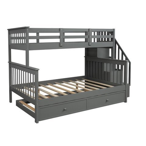 🎄Store Closing Sale💖twin-over-full-bunk-bed-with-and-guard-rail