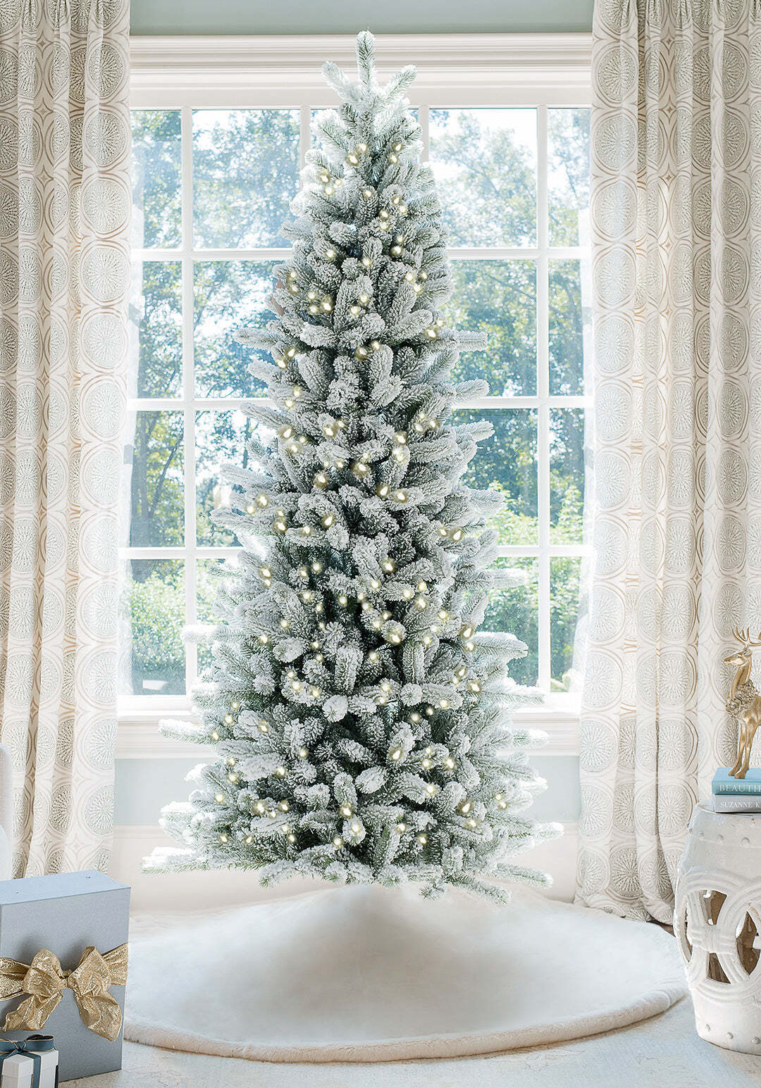 10' Slim Artificial Christmas Tree with 1000 Warm White LED Lights