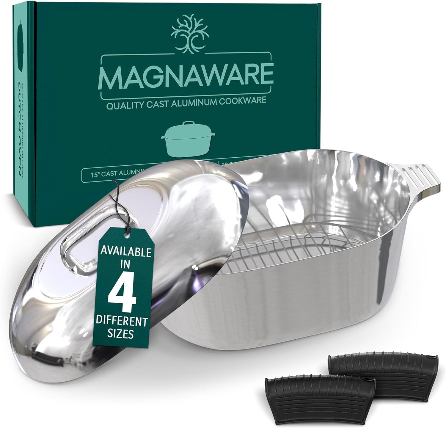 Cast Aluminum Dutch Oven - 8 Quart - Oval Dutch Oven Pot with Lid for Families and Parties - Lightweight Cajun Cookware with Ideal Heat Distribution - Oval Roaster Pan with Lid (13 Inch)