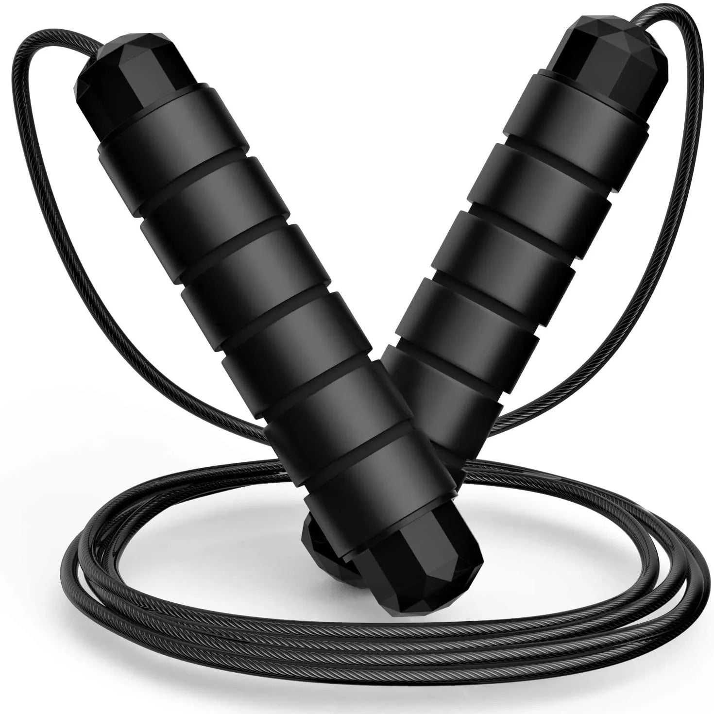 Nvzi-a Jump Rope, Tangle-Free Rapid Speed Jumping Rope Cable with Ball Bearings for Women, Men, and Kids, Adjustable Steel Jump Rope Workout with Handles for Fitness, Home Exercise ��Black��