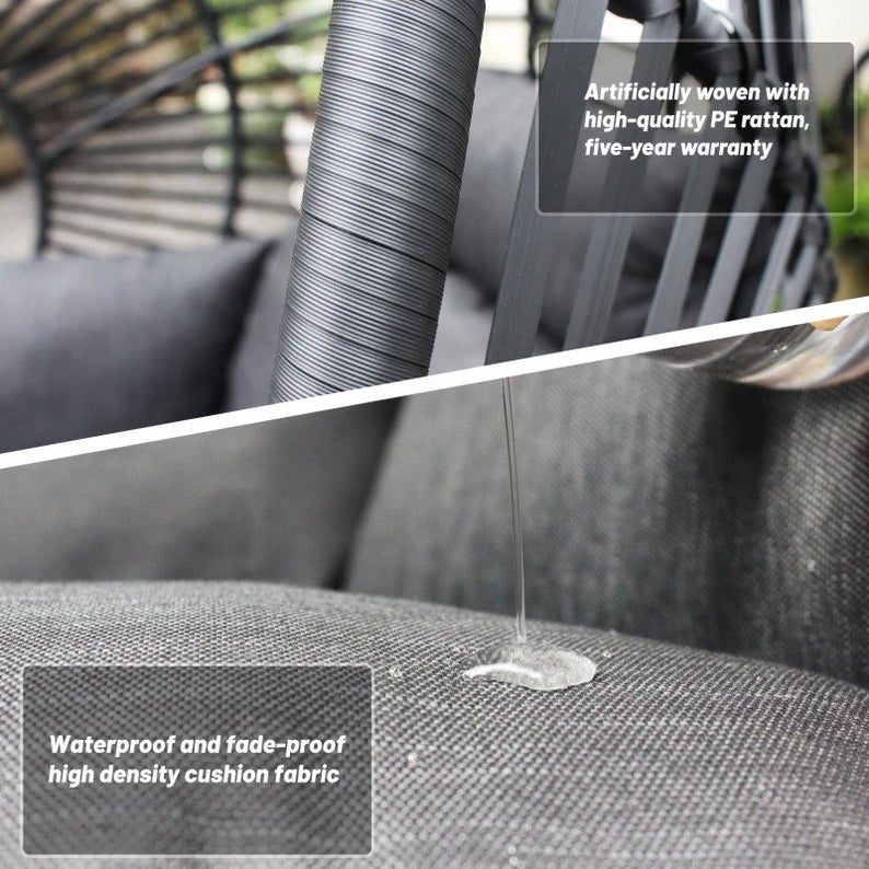 Hammock Wicker Swing Egg Chair Outdoor Backyard or Indoor With Stand Rain Cover Included - Bed Bath & Beyond