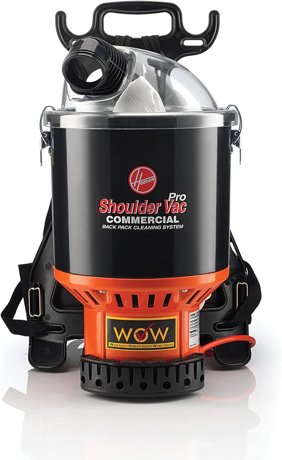 Commercial Shoulder Vac Pro Backpack Bagged Vacuum Cleaner, with HEPA Media Filter, Lightweight with Extra Long Cord, Chiropractic Design, for Carpet and Hard Floors, C2401, Black