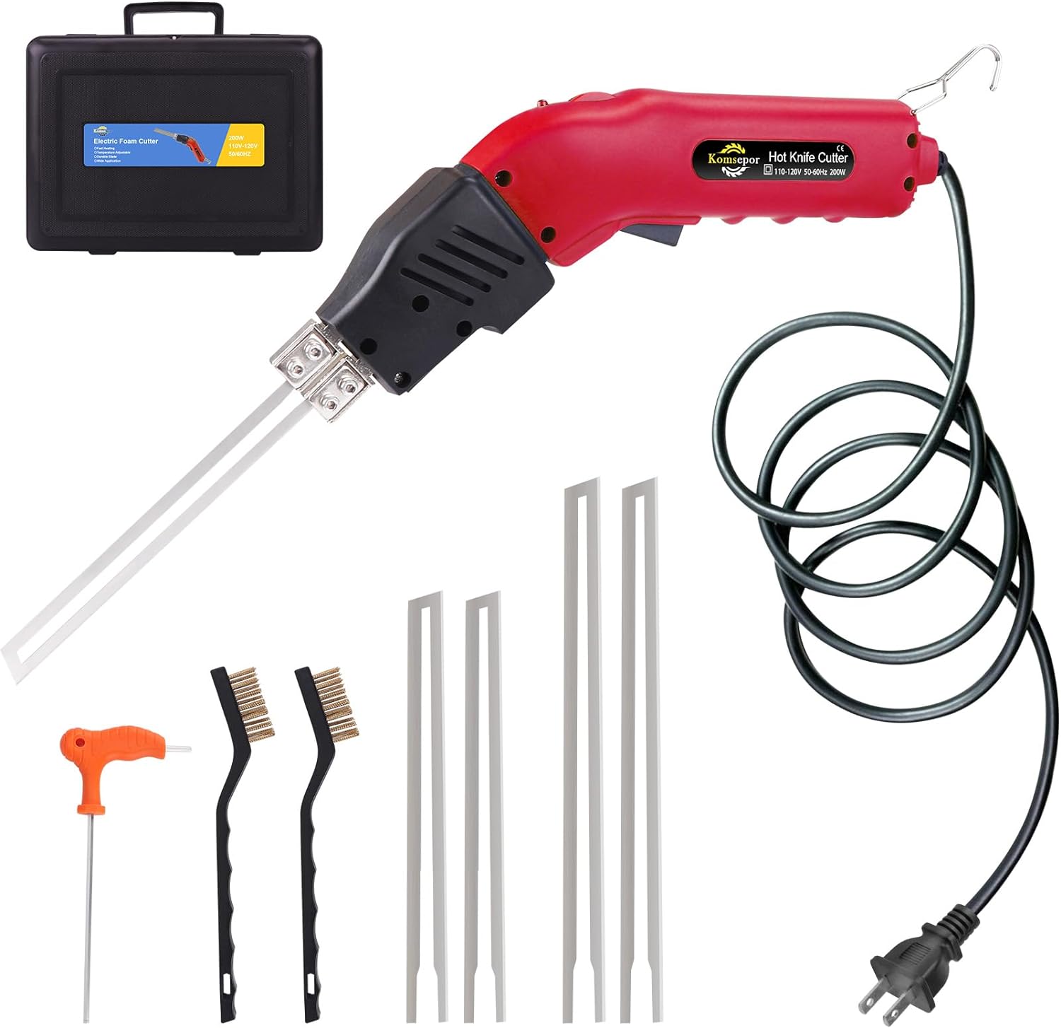 Foam Cutter with Slotting/Groove Electric Hot Knife Styrofoam Cutter Foam Cutting Tool Air Cooled Hot Knife Foam Cutter 200W 110-120V (4 Blades) for EPP, EPS, XPS, EPE, KT Board, Sponge