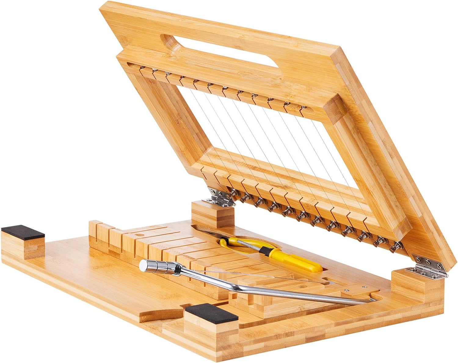 Soap Cutter, Cut 1-12 Bars, Precisely and Accurately Cut 1 Inch Bars, Multi Handmade Soap Wire Cutter, Bamboo Soap Slicer with Steel Wire, for Loaf Candles Cheese Butter DIY Making Tool