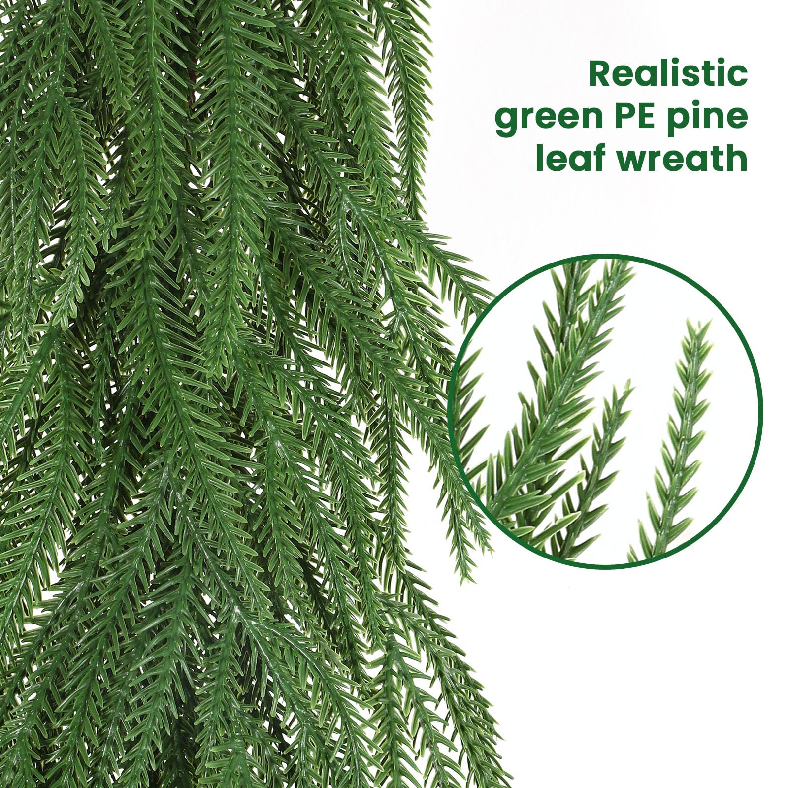 9FT Realistic Christmas Garland，PE Artificial Christmas Garland