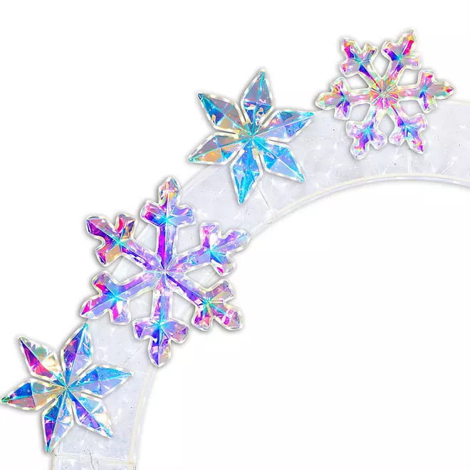 8' Pre-Lit Arch with Prismatic Snowflakes