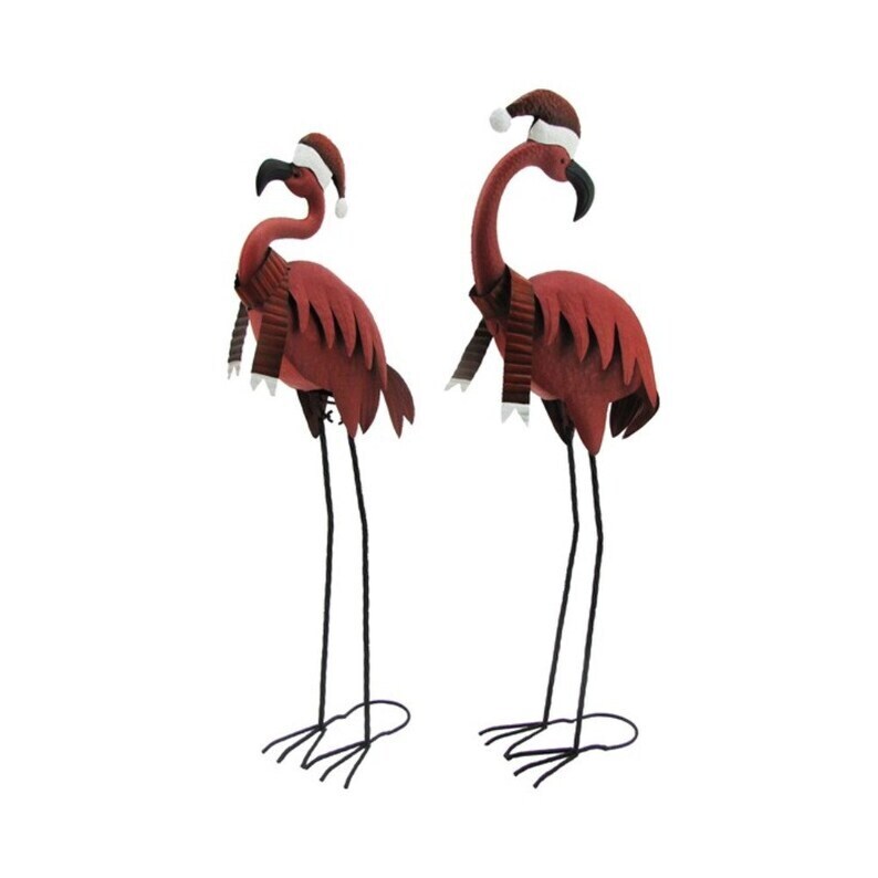 Set of 2 Pink Christmas Flamingos