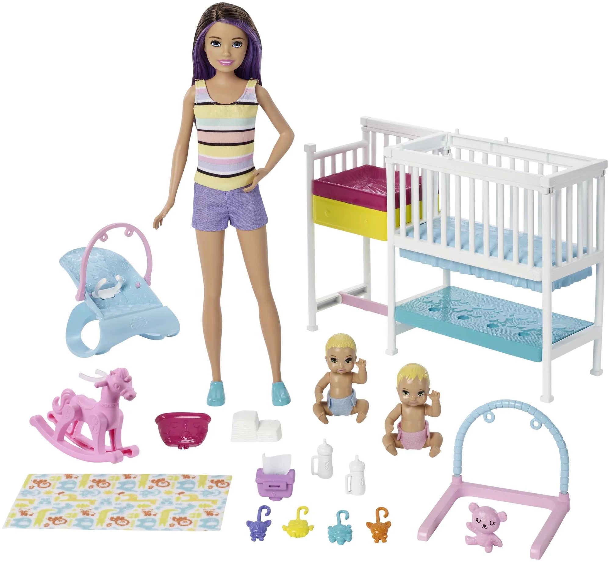 Barbie Skipper Babysitters Inc Nap n Nurture Nursery Playset with Brunette Doll, Baby & Accessories