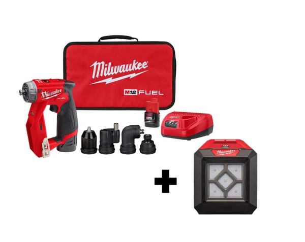 2505-22-2364-20 M12  12V Lithium-Ion Brushless Cordless 4-in-1 Installation 3/8 in. Drill Driver Kit W/ M12 Flood Light