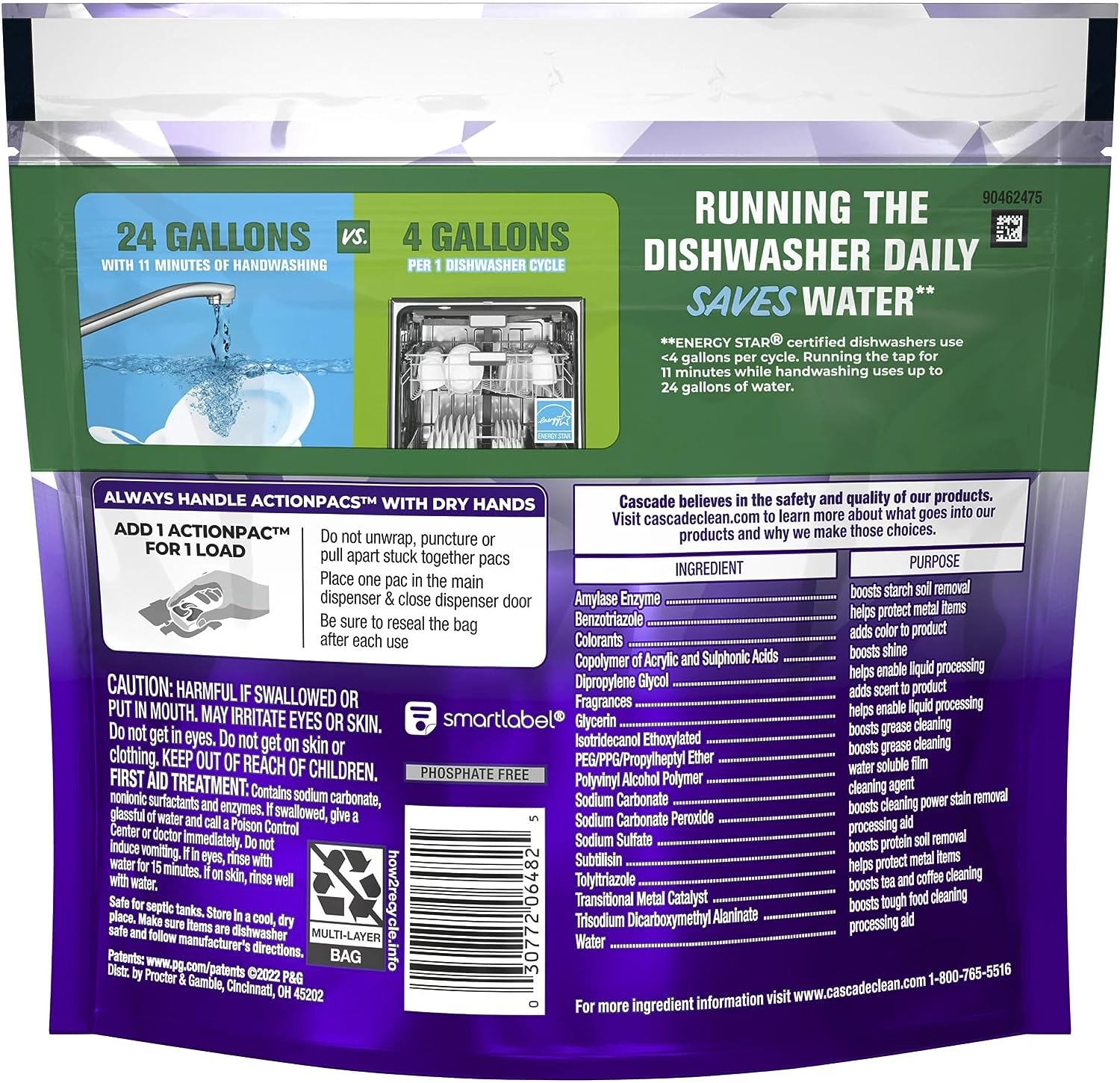 Cascade Platinum Plus Dishwasher Pod, Dish Detergent ActionPacs Dish Pods, Fresh, 52 Count