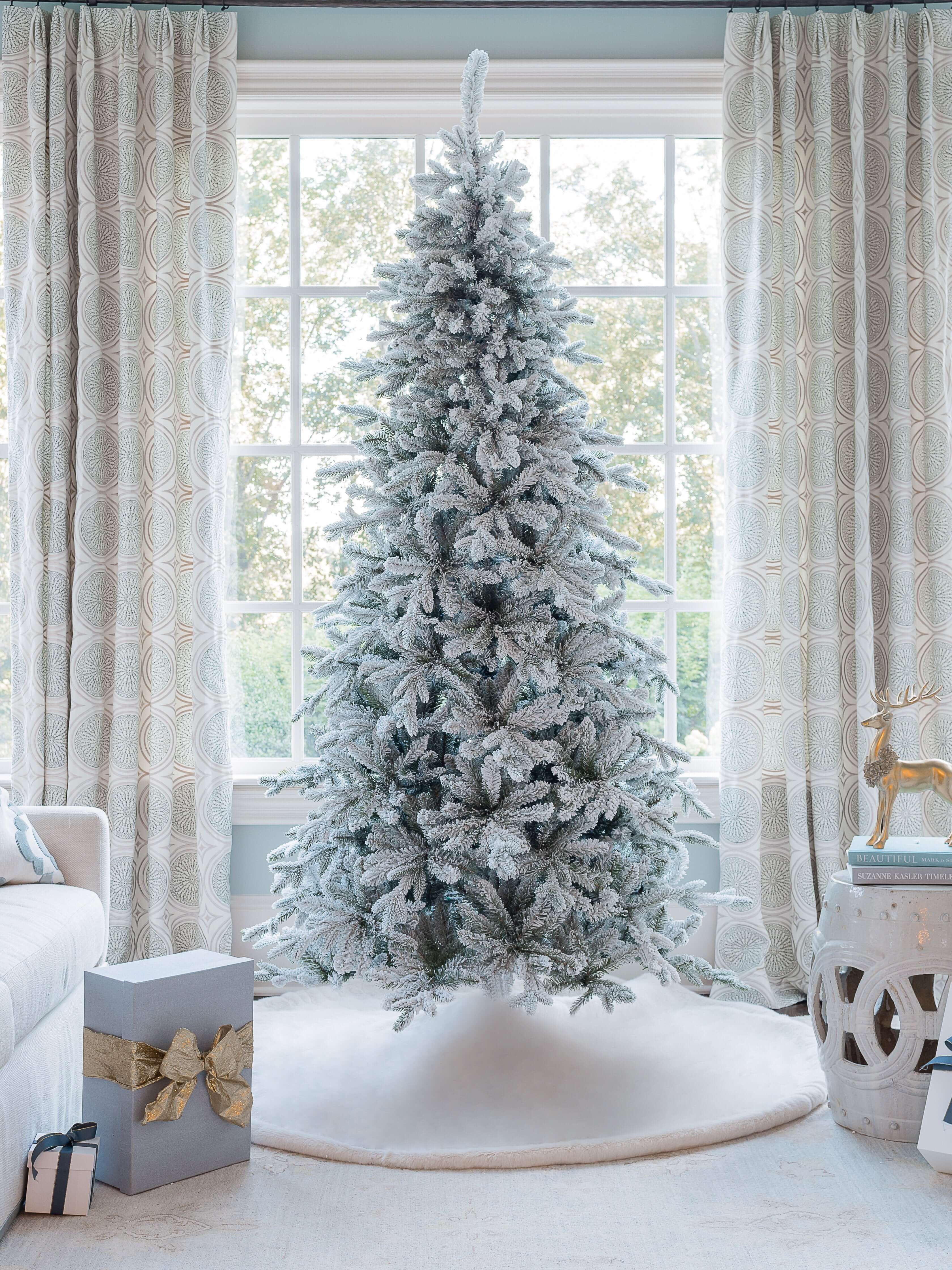 10' Slim Artificial Christmas Tree 1000 Warm White LED Lights