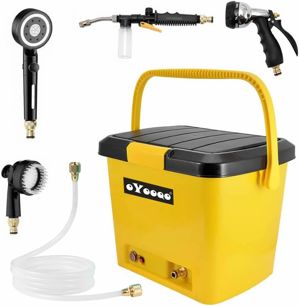 Rinse Kit Portable Shower,Portable Shower for Camping,Portable Shower Rechargeable,Camping Shower Kit with Pump/Shower Head/5 Gallon Tank,Electric Portable Outdoor Shower,Portable Camp Shower