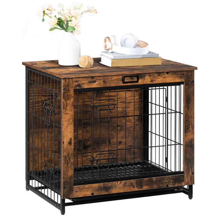 Double Door Pet Crate With Lockable Entrance and Pull-out Tray