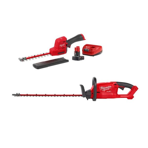 2533-21-2726-20 M12 FUEL 8 in. 12V Lithium-Ion Brushless Cordless Hedge Trimmer Kit with M18 FUEL 24 in. Hedge Trimmer (2-Tool)