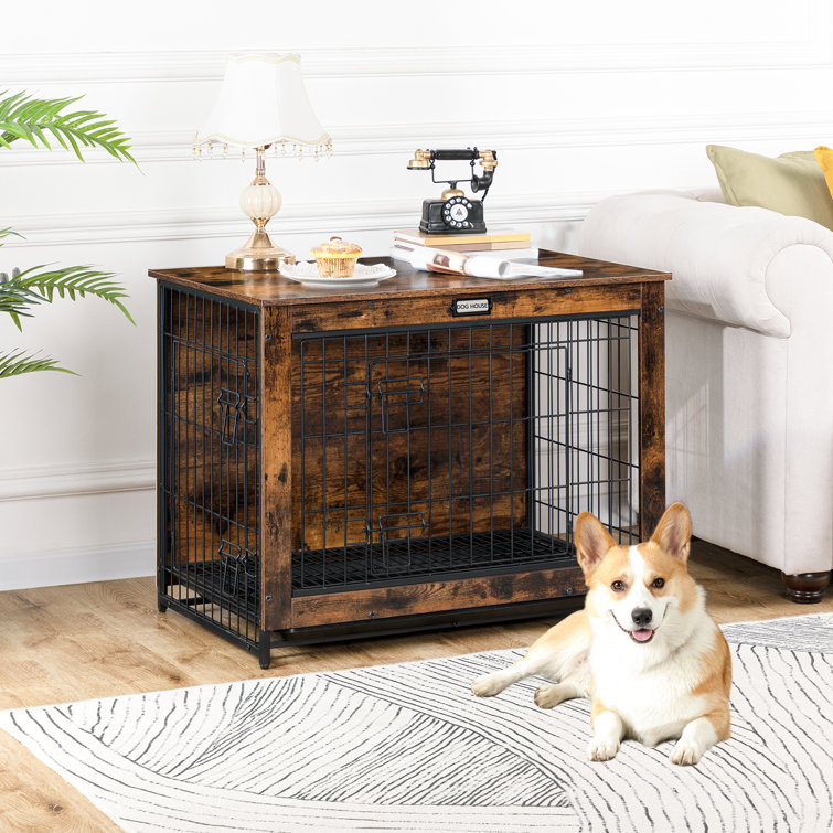 Double Door Pet Crate With Lockable Entrance and Pull-out Tray