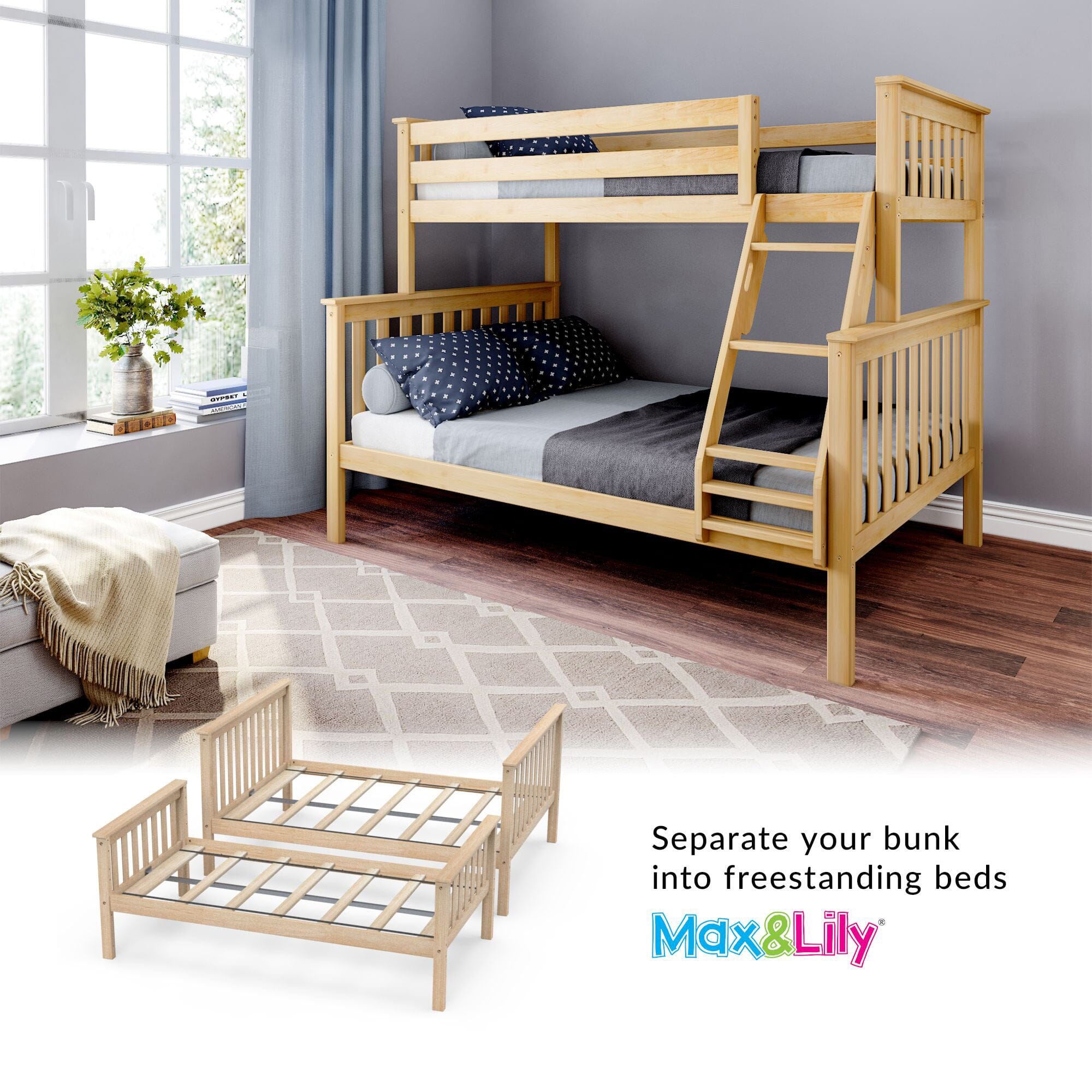 🎄Store Closing Sale💖Kid's Twin Over Full-Size Bunk Bed