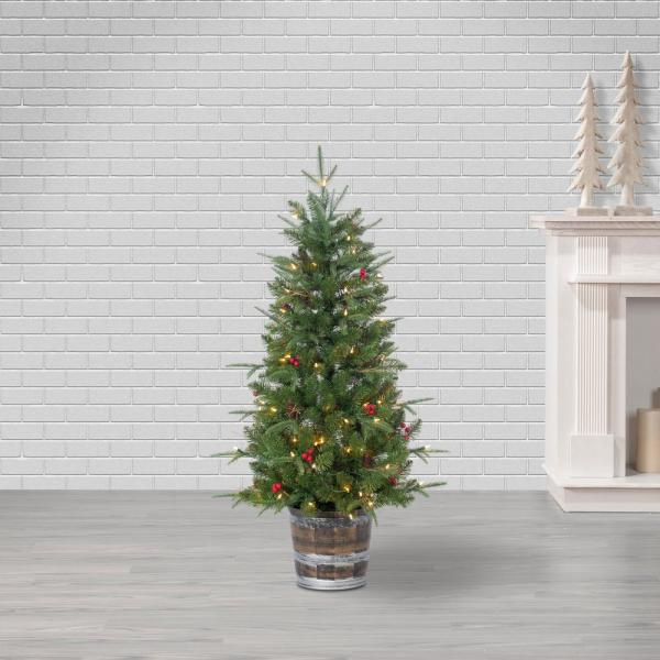 4 ft. Artificial Potted Natural Cut Hudson Pine