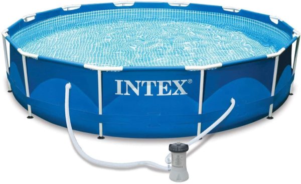 28211EH 12-Foot x 30-inch Metal Frame Round 6 Person Outdoor Above Ground Swimming Pool with GFCI Filter Pump and Pool Cover